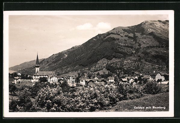 Cartoline postali: AK Goldau, Ortsansicht mit Rossberg – Usato da Berlin venduto da bartko-reher