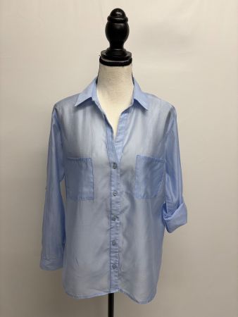 Brizzi Sommerbluse Hellblau Gr. M lyocell Bluse transparent