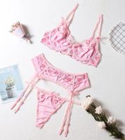 NEUER Erotik Straps 3-Teiler rosa mit Herzen Gr. S - 221702