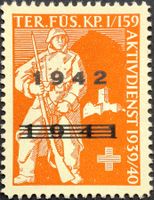 Territorial Füs Kp I/159, 2 Aufdrucke, 2.WK, Wi Ter 295