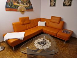 Ecksofa Echt-Leder Orange super Zustand 270cm x 230cm