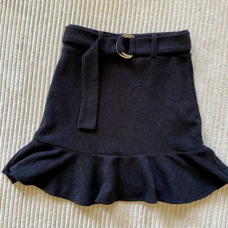 Bershka Mini Jupe Rock Schwarz Gürtel Skirt Gr. XS 34