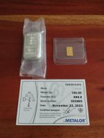 Goldbarren 1 Gramm / Silberbarren 100 Gramm