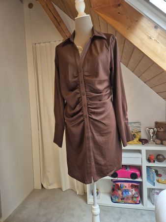 Hemdenkleid H&M gerafft braun Grösse L guter Zustand