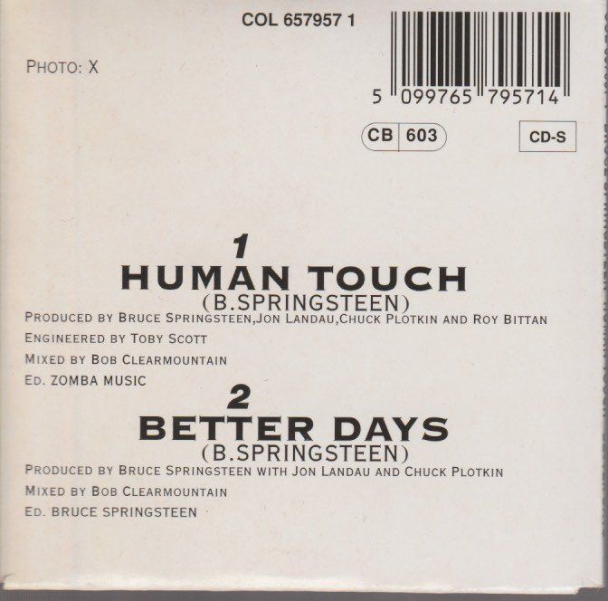 CD: BRUCE SPRINGSTEEN 3" cd single HUMAN TOUCH - BETTER DAYS – Usato da Vezia venduto da Aquarius_Age 2