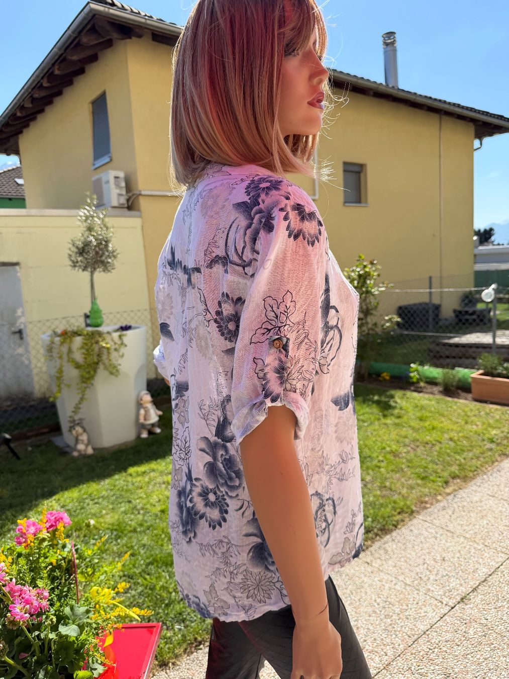 Camicette: Leichte Sommerbluse mit Blumenmuster - Gr. L - Lino – Usato da Cugnasco venduto da tizianaq 2