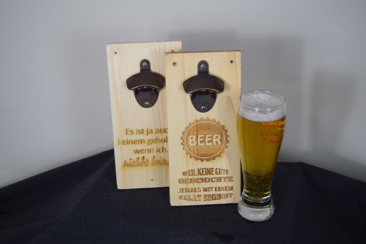Holzartikel: Bier Flaschen Öffner Brett nach Wunsch – Neu (gemäss Beschreibung) aus Widnau von Crewo 1