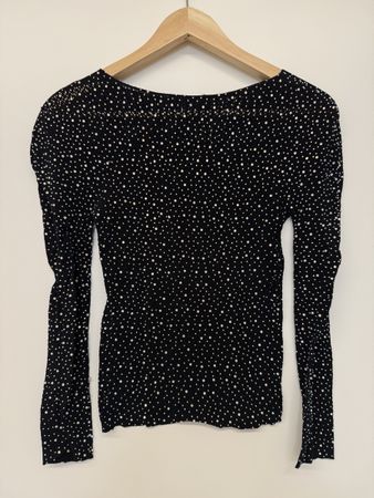 Schwarzes Glitzer Top Langarm 