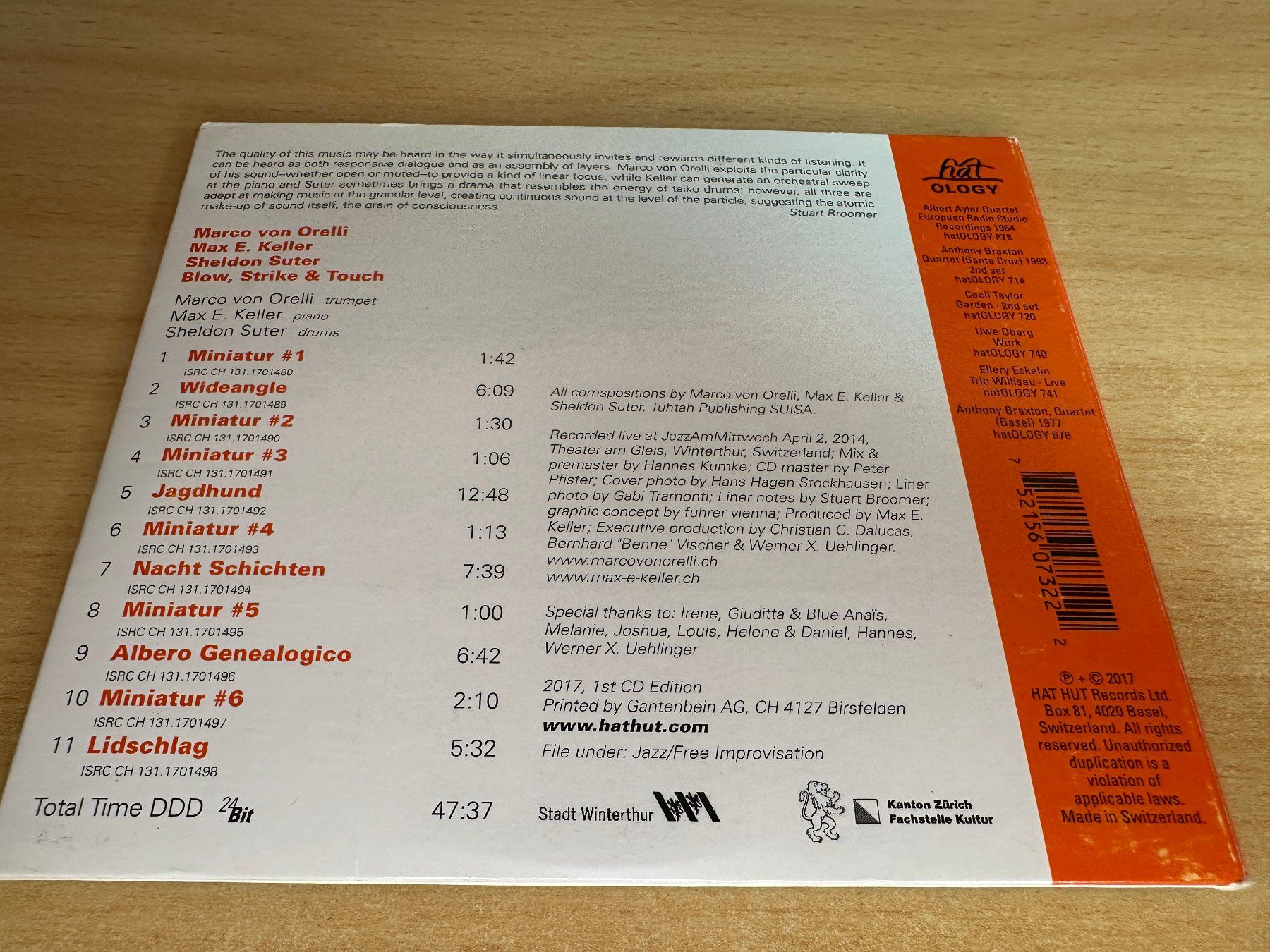 CD: Keller Sheldon Suter Marco von Orelli - Blow, Strike & Touch – Usato da Rikon im Tösstal venduto da Alpenmutz 1