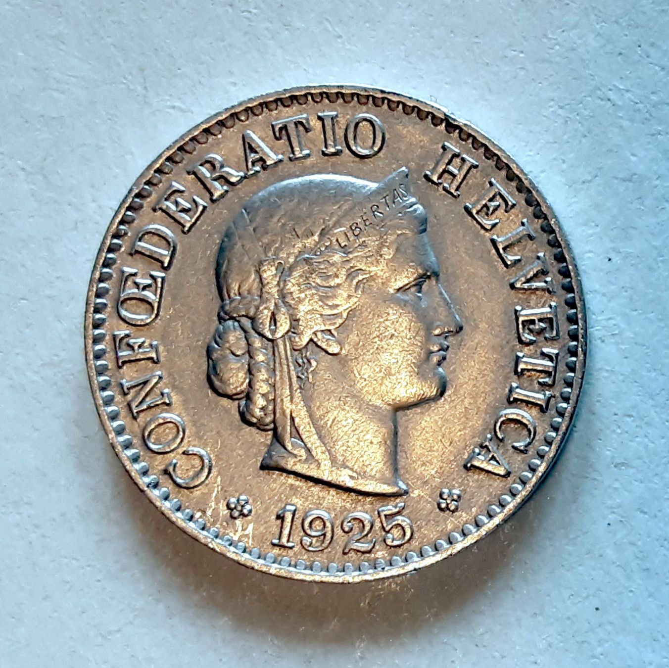 Tutti le monete: 5 centimes Tête de Libertas 1925 – Usato da Genève venduto da swannty