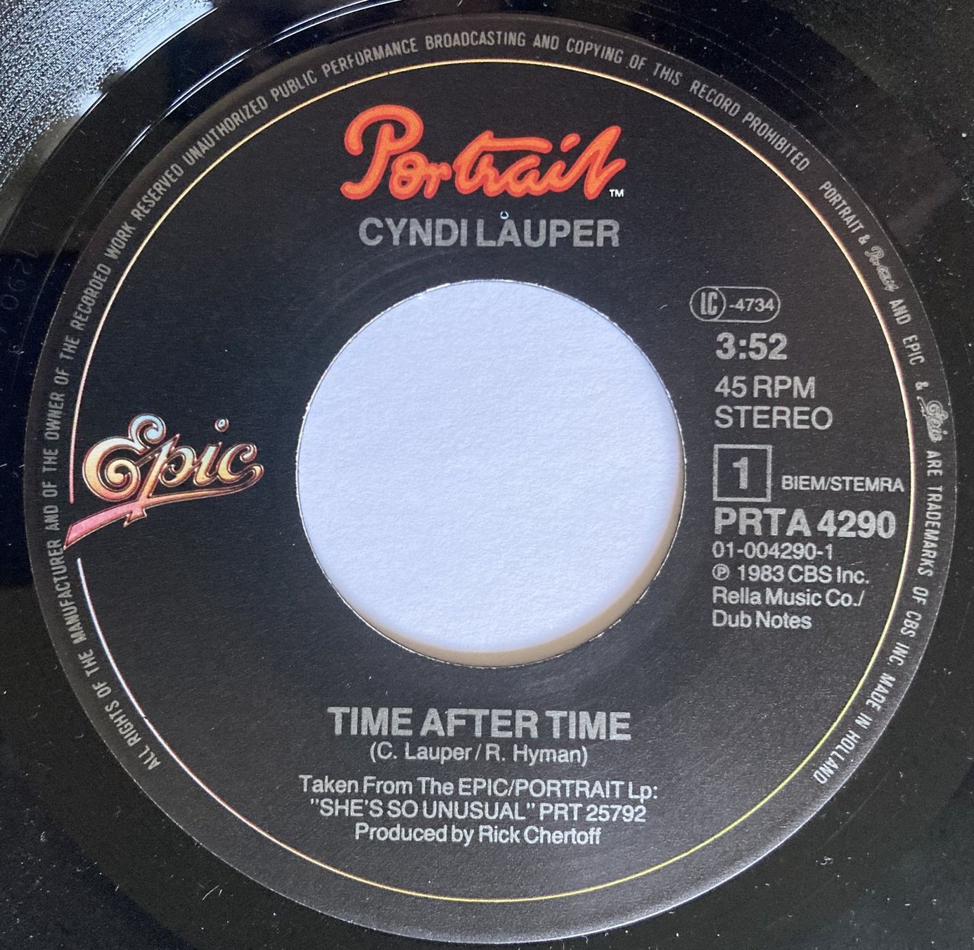 Vinyles: CYNDY LAUPER - TIME AFTER TIME – D'occasion à Bottens par hotter-than-hell 2