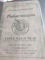 Indian motocycles Power plus types N20 et NE 20 notice rare
