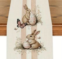 Tischläufer mit einem süßen Ostern-Thema in rosa und weiß ge