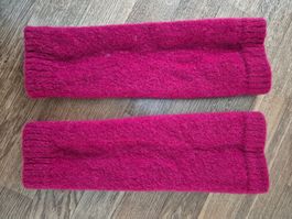 Handknitted 100% wool pink leg warmers