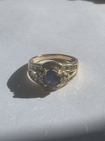 18k Goldring mit Saphir und Diamanten