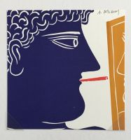 Alecos Fassianos   "Fumeur"    FARBLINOLSCHNITT