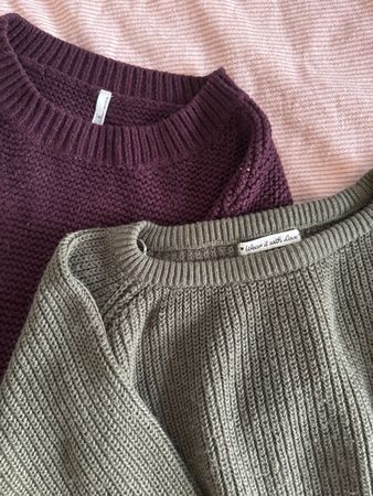 2er-Pack Cropped-Pullover – Bordeaux & Dunkelgrün