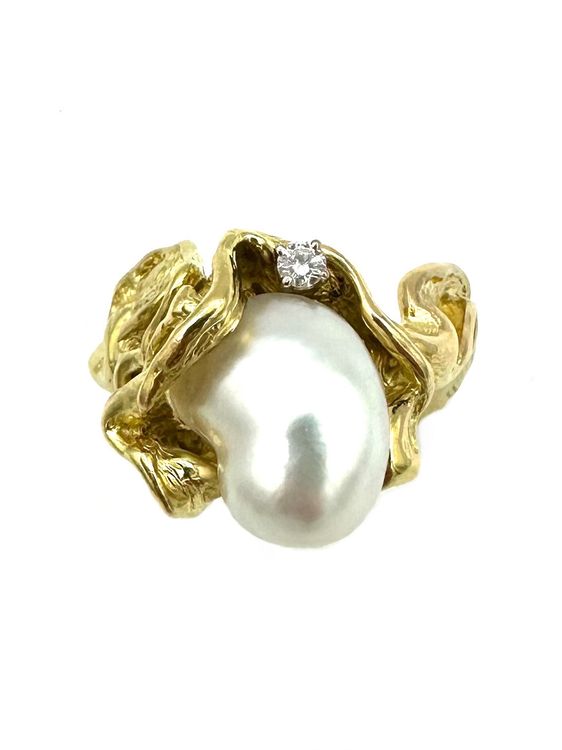 GILBERT ALBERT. Bague or jaune, perle et diamant (Gebraucht) in Renens ...