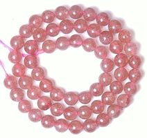 1 Strang echte Erdbeer-Quarz Perlen 6 mm