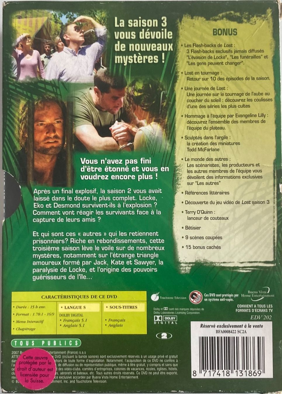 Tutti i DVDs: LOST - LES DISPARUS - L'INTÉGRALE DE LA SAISON 3 – Usato da Poliez-Pittet venduto da Newtown-Records 1