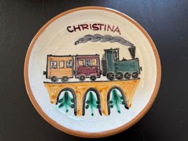 Vintage Kinderteller Keramik Zug Motiv "Christina" Top!