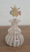 Murano Duftflakon Glasflasche Vintage Deko Gold weiss Blumen