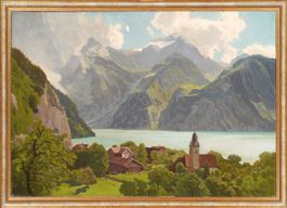 Karl Arweiler: Sisikon mit Vierwaldstättersee / Urirotstock