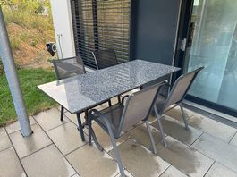 ***RESERVIERT*** Gartentisch Granit & Stühle  Steintisch