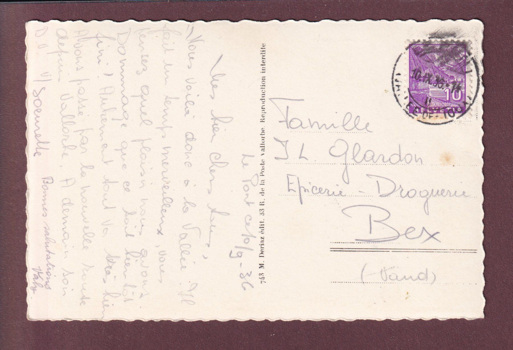 Cartoline postali: LE PONT - Vallée de Joux - 1936 – Usato da Pully venduto da nicecards 1
