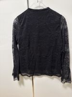 Elegante schwarze Bluse mit Spitze, Grösse M - Top!