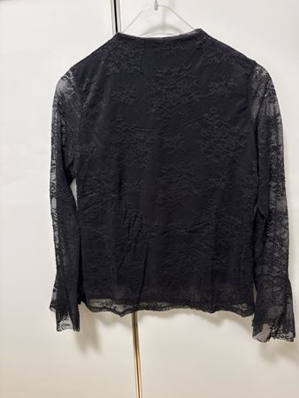 Elegante schwarze Bluse mit Spitze, Grösse M - Top!