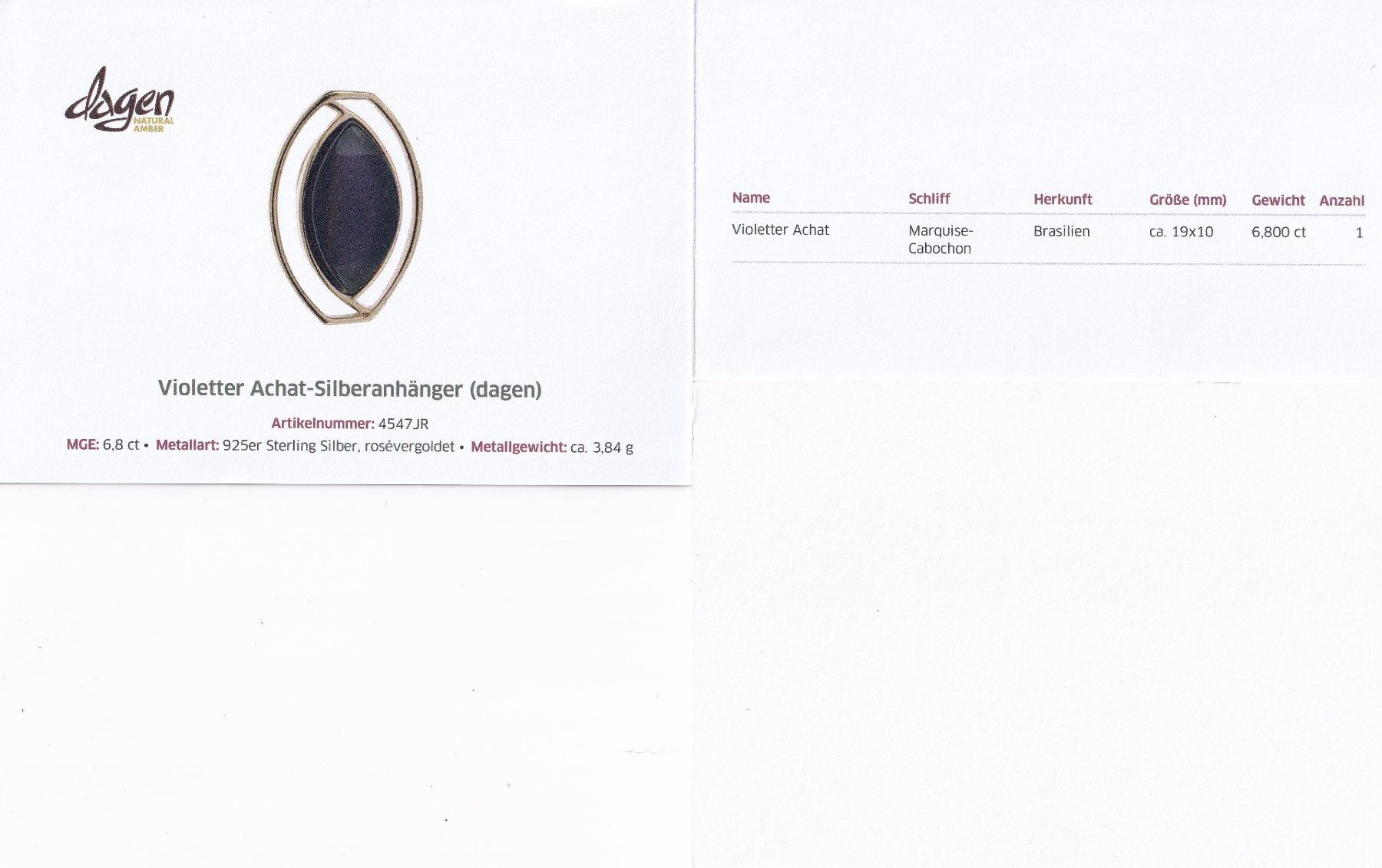 Anhänger: Echtschmuck: Violetter Achat-Silberanhänger – Neu (gemäss Beschreibung) aus Zuchwil von maumauchi 1