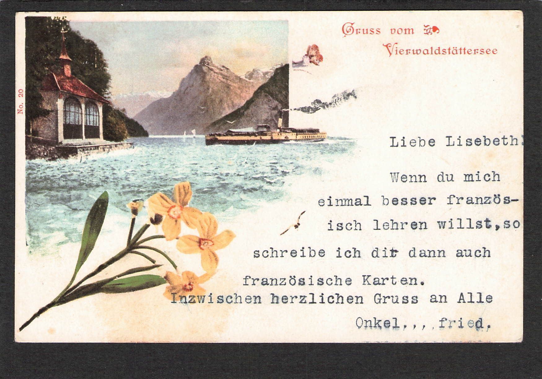 Ansichtskarten: AK/Gruss vom Vierwaldstättersee , 1899 – Gebraucht aus Reichenburg von Pipo-67