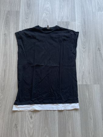 Schickes schwarzes Sommer-Shirt mit Aufdruck "VIBES", Gr. L