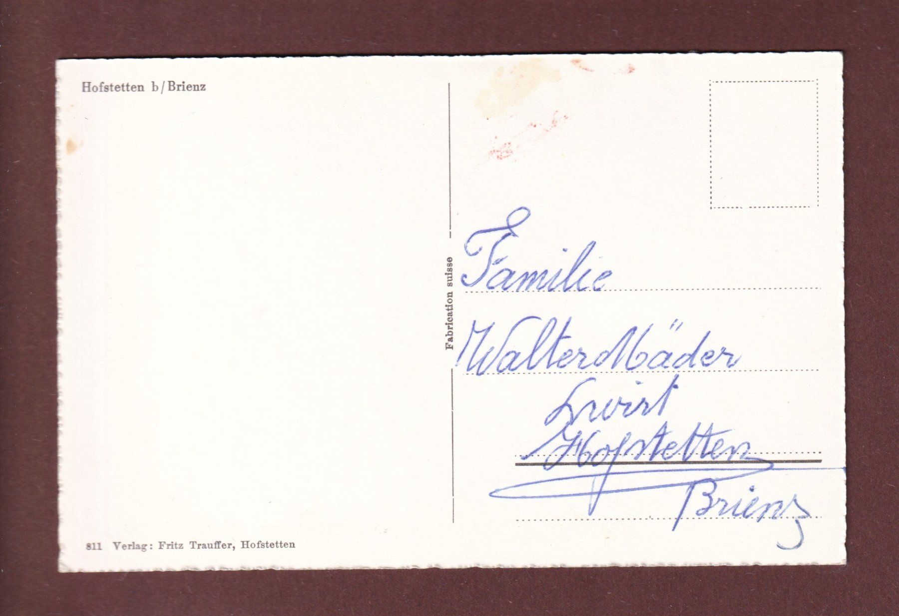 Cartoline postali: HOFSTETTEN bei Brienz – Usato da Pully venduto da nicecards 1