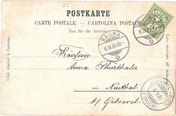 Cartoline postali: Blick auf Dorf und Thal Linthal – Usato da Olten venduto da clotaldi 1
