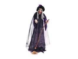 EUROPALMS Halloween Hexe mit Besen, animiert