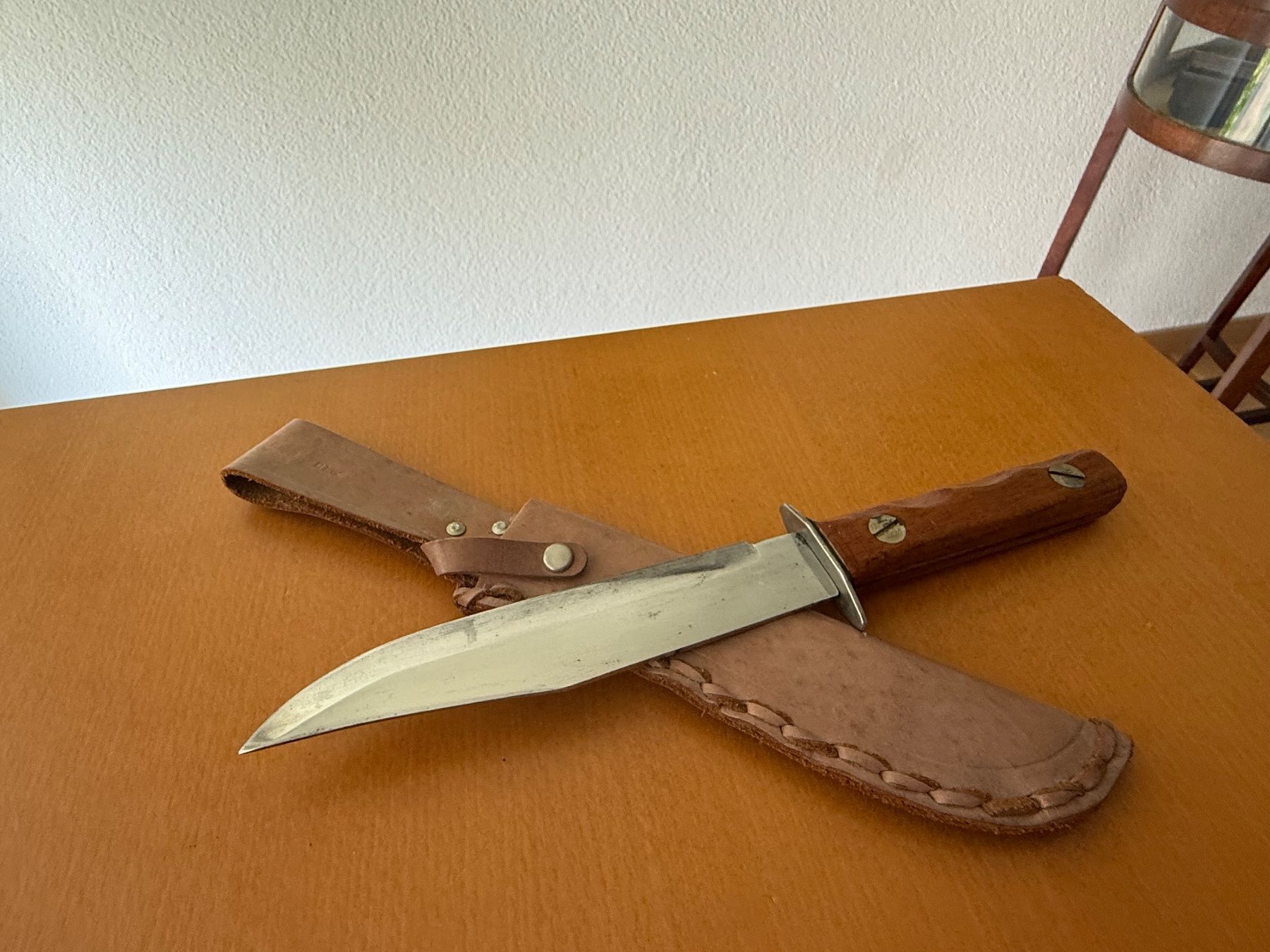Zubehör: Bowie Messer, Holzgriff, Scheide Leder, Vintage – Gebraucht aus Fehraltorf von bruggin 3