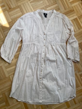 H&M Tunika Bauwolle Voile Bluse 42 (44) hell beige semitrans