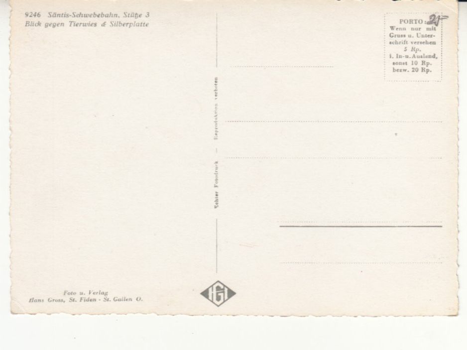 Ansichtskarten: Säntis Stütze 3 ca. 1940 – Gebraucht aus Bürglen TG von StampGraf 1