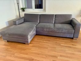Sofa Samtoptik Braun/Grau