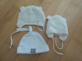Baby Mützen Set 3 Stck. weiss super Zustand