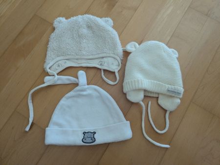 Baby Mützen Set 3 Stck. weiss super Zustand