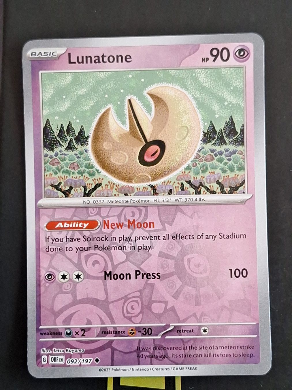 Pokémon Sammelbilder & Trading cards: Lunatone - Pokemon Reverse Holo Obsidian Flames – Gebraucht aus Altstätten SG von GGsGameshop