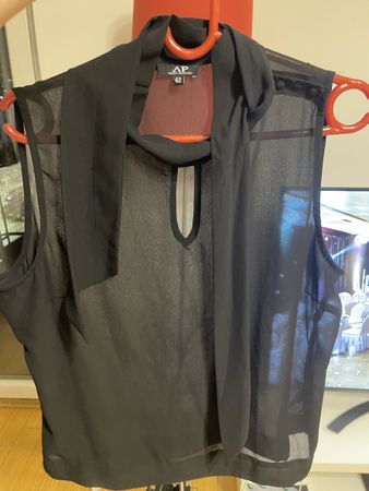Avant Premiere Black Blouse, size 42, Sheer Summer Top