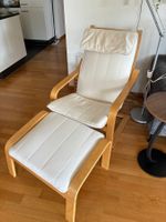 Ikea-Sessel Poäng mit Hocker, gebraucht