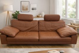 Italienische Designer Couch Echtleder 
