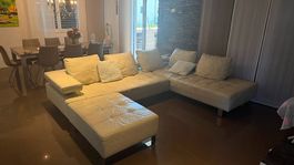 Grosse Echtleder-Ecksofa / Wohnlandschaft inkl. Hocker