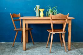 Table bistrot ou de ferme en bois massif vintage bohème