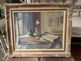 Prächtiges Atelier-Stillebenölgemälde von Fritz Pümpin, 1954
